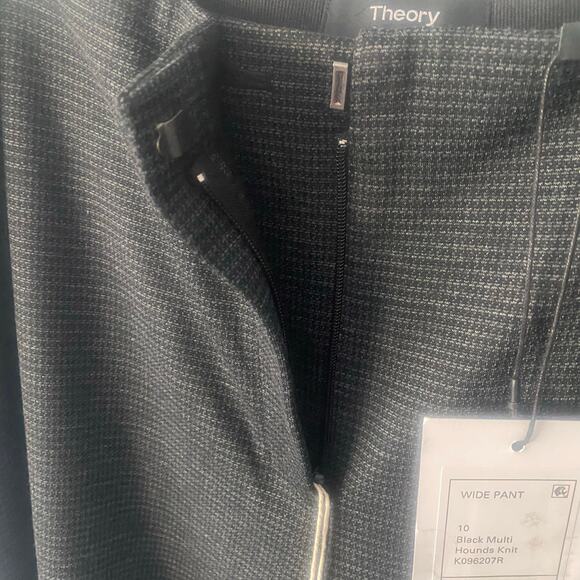 NWT Theory Wide‎ Pant Black Multi Hounds Knit Trouser Size 10 - Picture 7 of 10
